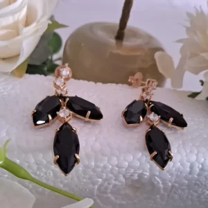Brico gotas negras cristal base cravejada zirconias
