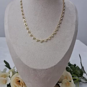 Colar Choker coração com pérolas 