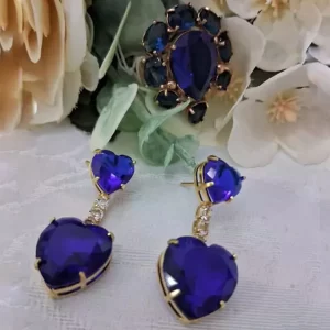 Conjunto anel e brinco pedras cristal bic