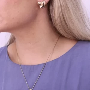 Conjunto Colar e Brinco coração dourado