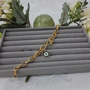 Pulseira de elos infinito com olho grego